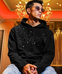 HOTFIXルーズシルエットプルオーバーロゴパーカー メンズ 大きいサイズ 長袖フーディ 春服