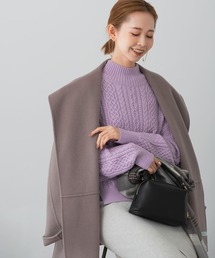 柄編みアシメヘムニット