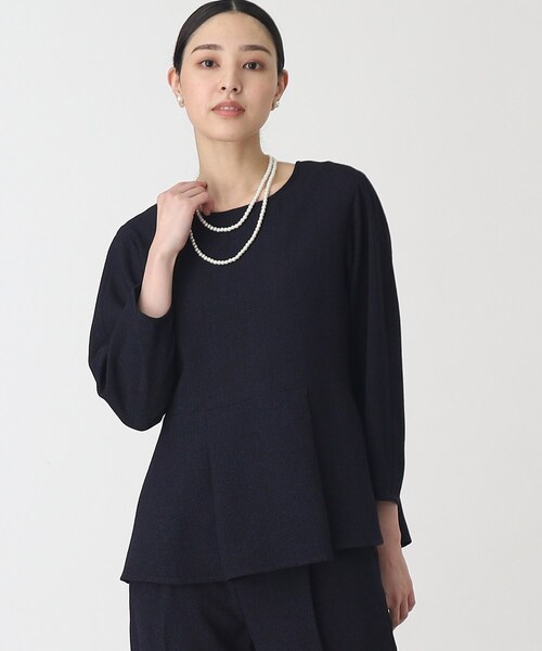 THE SHOP TK (ザ ショップ ティーケー )の「◆【セレモニー/入卒/SETUP可/洗える】ツイードペプラムブラウス(シャツ/ブラウス・レディース・ホワイト系6/ブルー系その他5/ネイビー系3・12/13)」の3枚目の写真