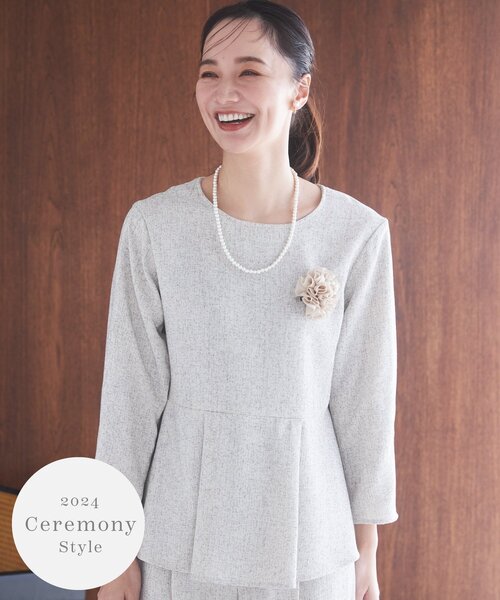 THE SHOP TK (ザ ショップ ティーケー )の「◆【セレモニー/入卒/SETUP可/洗える】ツイードペプラムブラウス(シャツ/ブラウス・レディース・ホワイト系6/ブルー系その他5/ネイビー系3・12/13)」の7枚目の写真