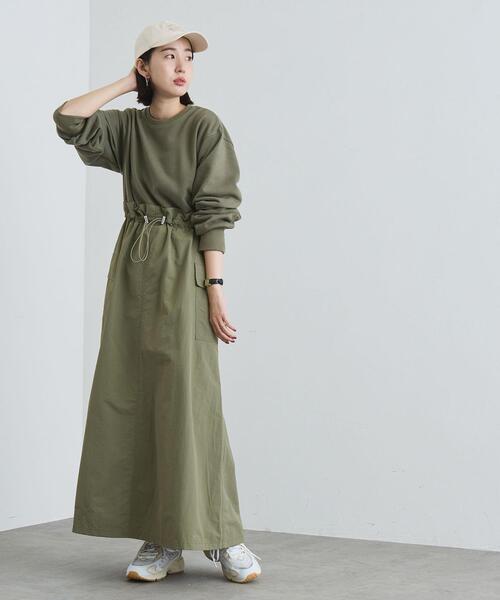 coen（コーエン）の「スウェット×カーゴドッキングワンピース（ワンピース・レディース・ブラック/ナチュラル/オリーブ・FREE）」の3枚目の写真