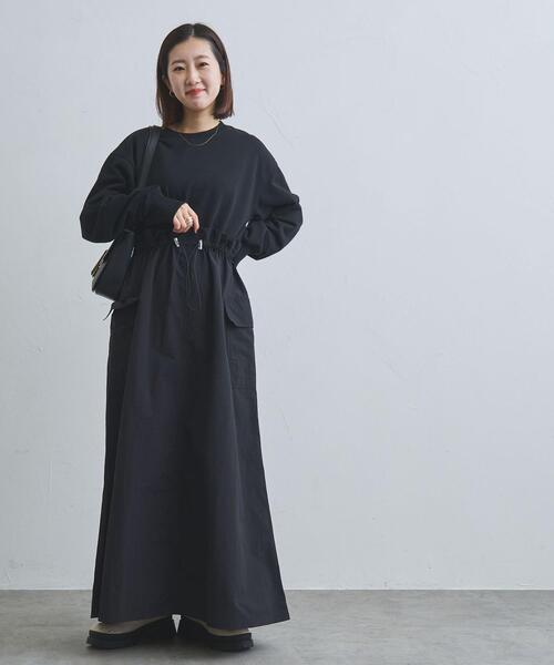 coen（コーエン）の「スウェット×カーゴドッキングワンピース（ワンピース・レディース・ブラック/ナチュラル/オリーブ・FREE）」の4枚目の写真