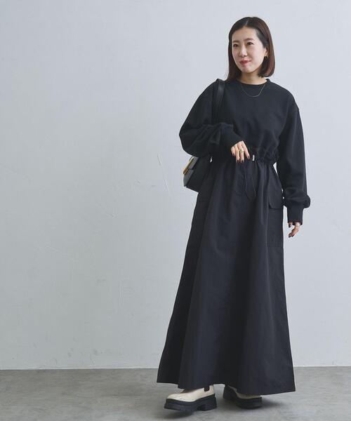 coen（コーエン）の「スウェット×カーゴドッキングワンピース（ワンピース・レディース・ブラック/ナチュラル/オリーブ・FREE）」の5枚目の写真