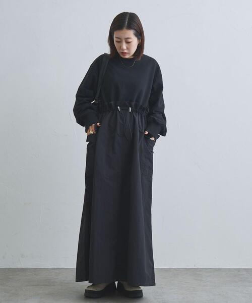coen（コーエン）の「スウェット×カーゴドッキングワンピース（ワンピース・レディース・ブラック/ナチュラル/オリーブ・FREE）」の7枚目の写真