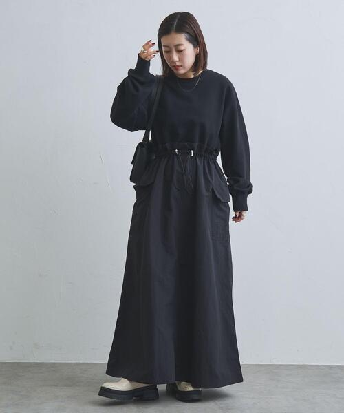 coen（コーエン）の「スウェット×カーゴドッキングワンピース（ワンピース・レディース・ブラック/ナチュラル/オリーブ・FREE）」の8枚目の写真