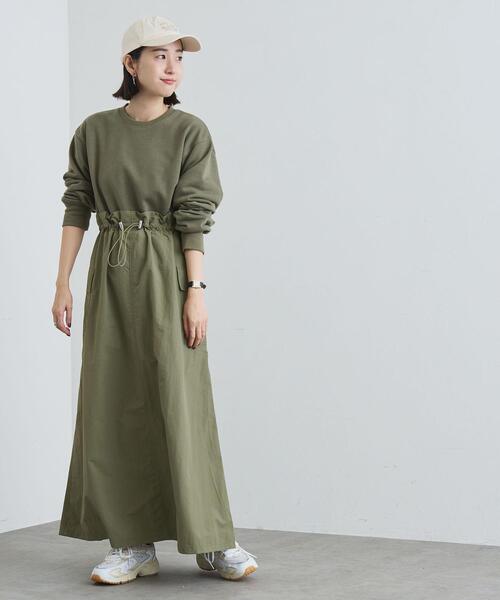 coen（コーエン）の「スウェット×カーゴドッキングワンピース（ワンピース・レディース・ブラック/ナチュラル/オリーブ・FREE）」の22枚目の写真