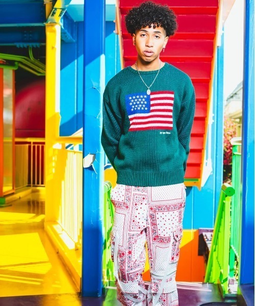 My sugar Babe(マイシュガーベイブ)の「msb flag knit / MSBフラッグニット(ニット/セーター・レディース・グリーン・MEDIUM)」の3枚目の写真