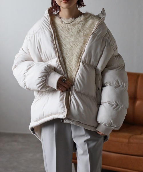 Fizz（フィズ）の「【Fizz/フィズ】　ハイネック中綿ジャケット（ダウンジャケット/コート・レディース・ブラック/ベージュ/ライトカーキ/アイボリー・M）」の5枚目の写真