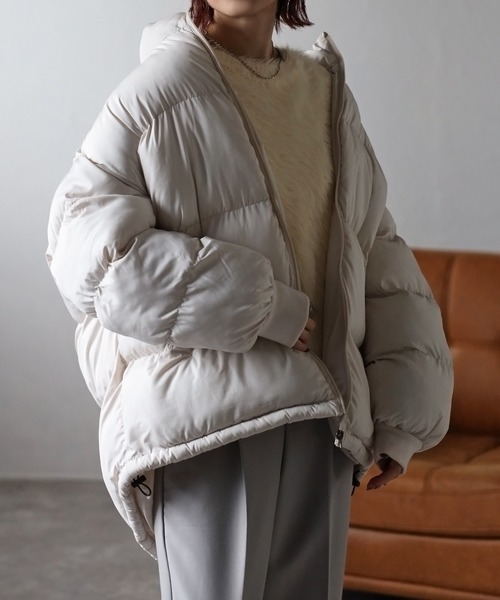 Fizz（フィズ）の「【Fizz/フィズ】　ハイネック中綿ジャケット（ダウンジャケット/コート・レディース・ブラック/ベージュ/ライトカーキ/アイボリー・M）」の6枚目の写真