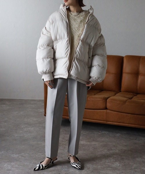 Fizz（フィズ）の「【Fizz/フィズ】　ハイネック中綿ジャケット（ダウンジャケット/コート・レディース・ブラック/ベージュ/ライトカーキ/アイボリー・M）」の8枚目の写真