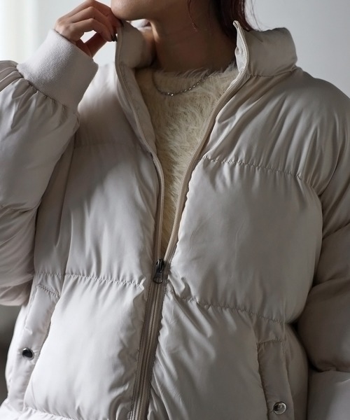 Fizz（フィズ）の「【Fizz/フィズ】　ハイネック中綿ジャケット（ダウンジャケット/コート・レディース・ブラック/ベージュ/ライトカーキ/アイボリー・M）」の12枚目の写真