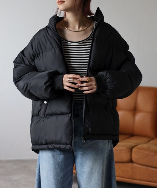 Fizz（フィズ）の「【Fizz/フィズ】　ハイネック中綿ジャケット（ダウンジャケット/コート・レディース・ブラック/ベージュ/ライトカーキ/アイボリー・M）」の17枚目の写真