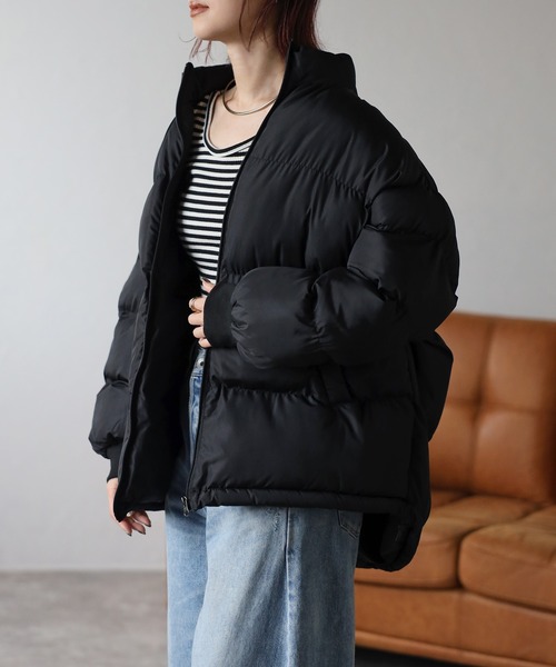 Fizz（フィズ）の「【Fizz/フィズ】　ハイネック中綿ジャケット（ダウンジャケット/コート・レディース・ブラック/ベージュ/ライトカーキ/アイボリー・M）」の18枚目の写真