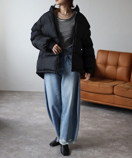 Fizz（フィズ）の「【Fizz/フィズ】　ハイネック中綿ジャケット（ダウンジャケット/コート・レディース・ブラック/ベージュ/ライトカーキ/アイボリー・M）」の22枚目の写真