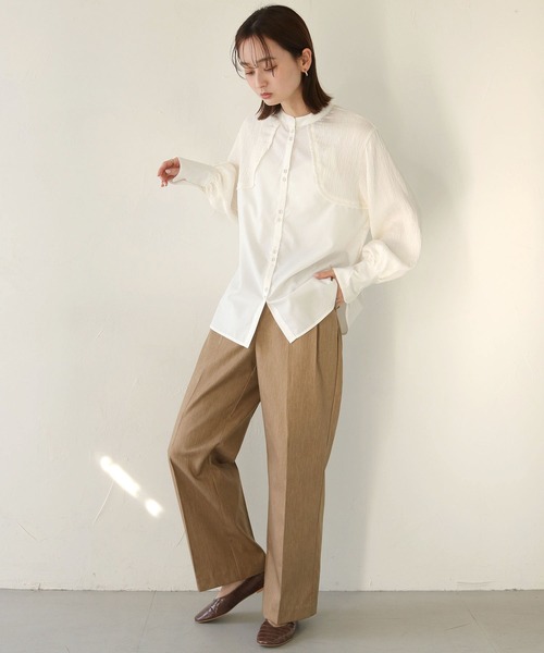 CLEIO（クレイオ）の「【CLEIO】異素材切替えカーブデザインシャツ/CURVE DESIGN SHIRT WITH DIFFERENT MATERIALS/940-11608（シャツ/ブラウス・レディース・ベージュ/ホワイト・FREE）」の11枚目の写真