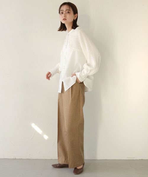 CLEIO（クレイオ）の「【CLEIO】異素材切替えカーブデザインシャツ/CURVE DESIGN SHIRT WITH DIFFERENT MATERIALS/940-11608（シャツ/ブラウス・レディース・ベージュ/ホワイト・FREE）」の12枚目の写真