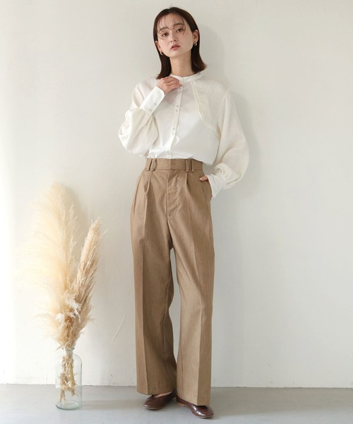 CLEIO（クレイオ）の「【CLEIO】異素材切替えカーブデザインシャツ/CURVE DESIGN SHIRT WITH DIFFERENT MATERIALS/940-11608（シャツ/ブラウス・レディース・ベージュ/ホワイト・FREE）」の19枚目の写真