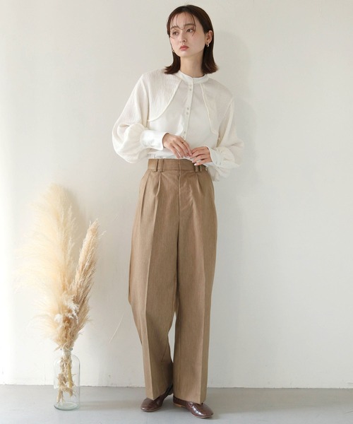 CLEIO（クレイオ）の「【CLEIO】異素材切替えカーブデザインシャツ/CURVE DESIGN SHIRT WITH DIFFERENT MATERIALS/940-11608（シャツ/ブラウス・レディース・ベージュ/ホワイト・FREE）」の20枚目の写真