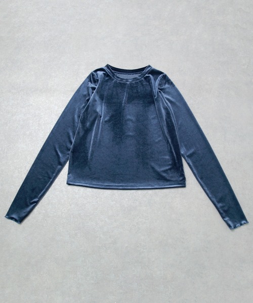 Rejoule(リジュール)の「サムホールロングスリーブベロアトップス(Tシャツ/カットソー・レディース・グレー/ネイビー/ブラック・FREE)」の11枚目の写真