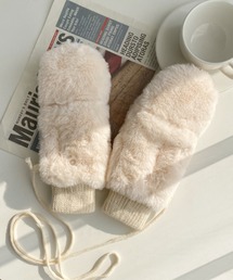 MYMOOD.(マイムード)の【スマホ対応】フェイクファー 2WAY ミトングローブ 手袋(手袋)