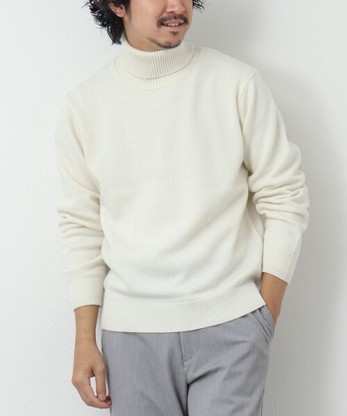 NOLLEY'S goodman（ノーリーズグッドマン）の「《ビジカジ対応》ラムウール タートルネックニット（ニット/セーター・メンズ・ネイビー/ロイヤルブルー/グレイッシュベージュ/ホワイト・L/M/S）」の17枚目の写真