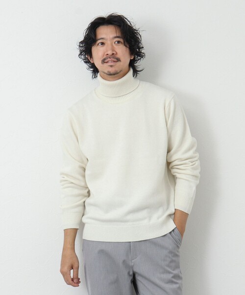 NOLLEY'S goodman（ノーリーズグッドマン）の「《ビジカジ対応》ラムウール タートルネックニット（ニット/セーター・メンズ・ネイビー/ロイヤルブルー/グレイッシュベージュ/ホワイト・L/M/S）」の9枚目の写真