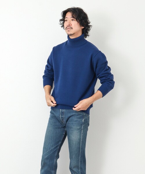NOLLEY'S goodman（ノーリーズグッドマン）の「《ビジカジ対応》ラムウール タートルネックニット（ニット/セーター・メンズ・ネイビー/ロイヤルブルー/グレイッシュベージュ/ホワイト・L/M/S）」の4枚目の写真