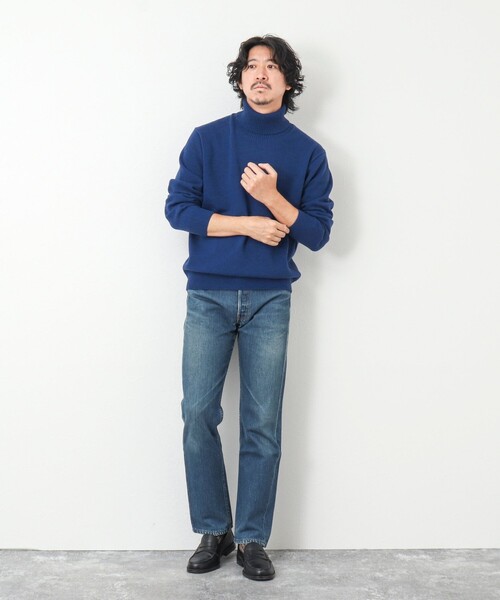 NOLLEY'S goodman（ノーリーズグッドマン）の「《ビジカジ対応》ラムウール タートルネックニット（ニット/セーター・メンズ・ネイビー/ロイヤルブルー/グレイッシュベージュ/ホワイト・L/M/S）」の6枚目の写真