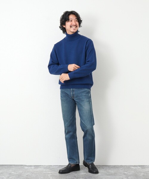 NOLLEY'S goodman（ノーリーズグッドマン）の「《ビジカジ対応》ラムウール タートルネックニット（ニット/セーター・メンズ・ネイビー/ロイヤルブルー/グレイッシュベージュ/ホワイト・L/M/S）」の8枚目の写真