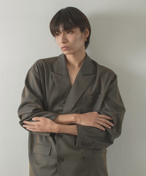 double breasted chambray tailored jacket / ダブルブレスト