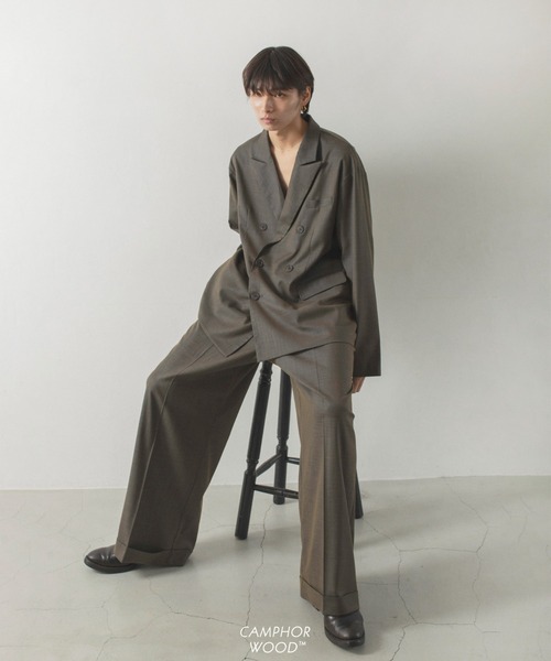 double breasted chambray tailored jacket / ダブルブレスト