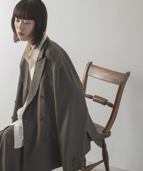 double breasted chambray tailored jacket / ダブルブレスト