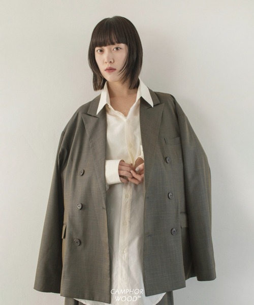 double breasted chambray tailored jacket / ダブルブレスト
