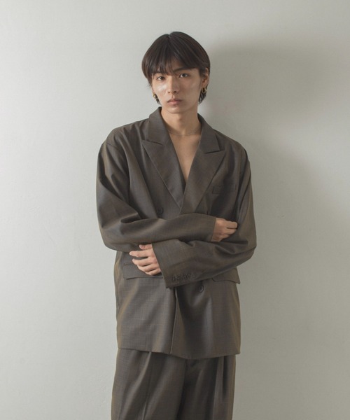 double breasted chambray tailored jacket / ダブルブレスト