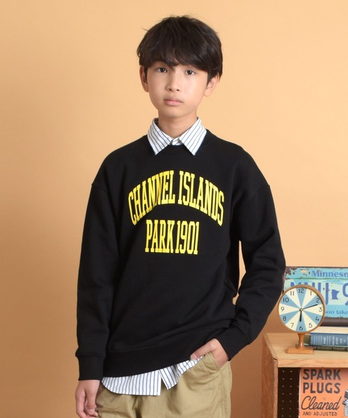 GLAZOS（グラソス）の「【大人向けサイズあり】【再入荷】【プチプラ】【あったか】裏起毛・アソートフロントロゴプリントトレーナー（その他トップス・キッズ・カーキ/グレー/ブルー/ブラック/パープル/ネイビー・170cm/160cm/150cm/140cm/130cm）」の2枚目の写真