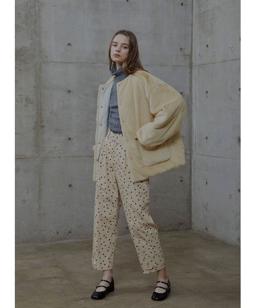 コエル　コート ヘリンボーンエコファーコート レディース 182301004 コエル コート ヘリンボーンエコファーコート レディース