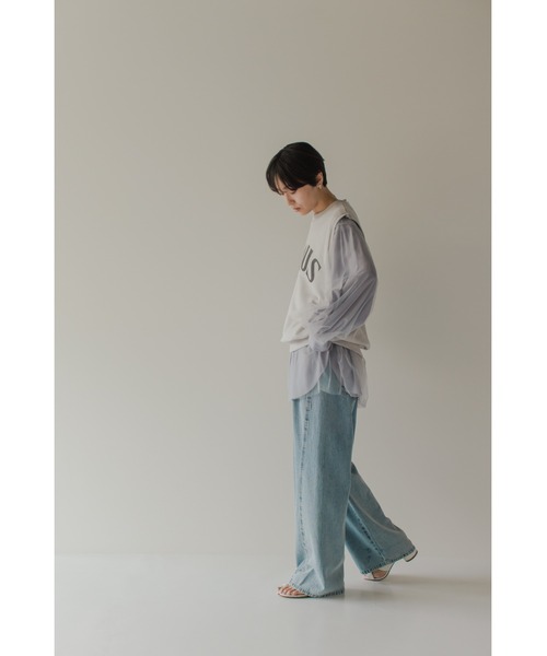CHIGNON(シニヨン)の「【セットアップ】CHIGNON ラップジャストパンツ(デニムパンツ・レディース・ブルー/オフホワイト・FREE)」の6枚目の写真