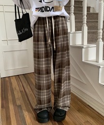 チェック柄ワイドパンツ【G】