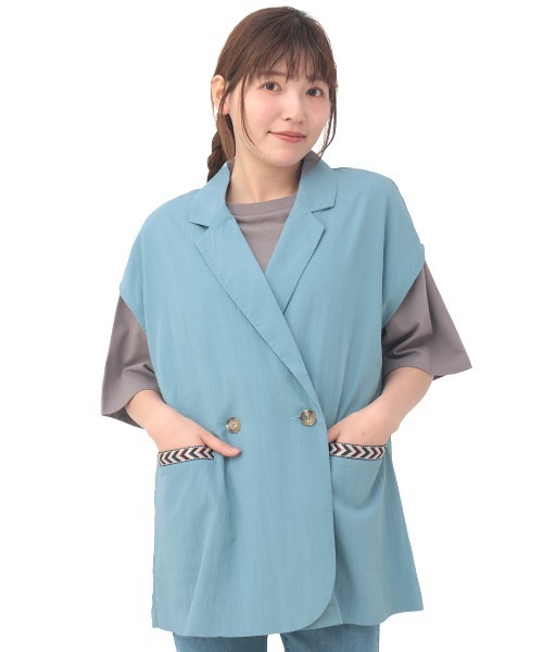 チチカカ（チチカカ）の「ヴィンテージテーラーカラーベスト（ベスト・レディース・ブルー/モカ・FREE）」の7枚目の写真