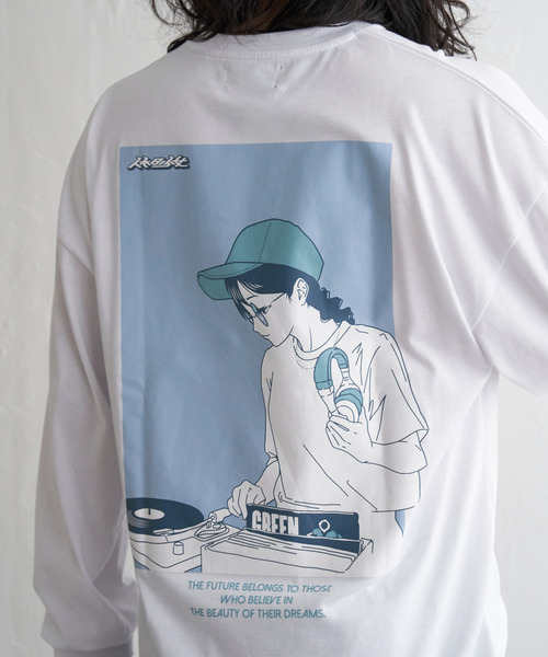 VENCEEXCHANGE(ヴァンスエクスチェンジ)の「ガールズフォトプリントロンTシャツ(Tシャツ/カットソー・メンズ・ホワイト/ブラック/グリーン/ダークグレー/ブルー系/オフホワイト・M/L)」の2枚目の写真