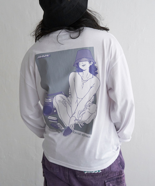 VENCEEXCHANGE(ヴァンスエクスチェンジ)の「ガールズフォトプリントロンTシャツ(Tシャツ/カットソー・メンズ・ホワイト/ブラック/グリーン/ダークグレー/ブルー系/オフホワイト・M/L)」の1枚目の写真