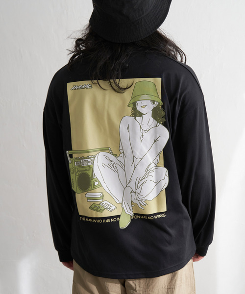 VENCEEXCHANGE(ヴァンスエクスチェンジ)の「ガールズフォトプリントロンTシャツ(Tシャツ/カットソー・メンズ・ホワイト/ブラック/グリーン/ダークグレー/ブルー系/オフホワイト・M/L)」の4枚目の写真