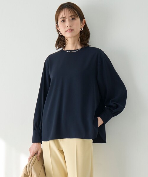 【洗える/シワになりにくい】ドレープサテンブラウス（シャツ/ブラウス）｜UNFILO（アンフィーロ）