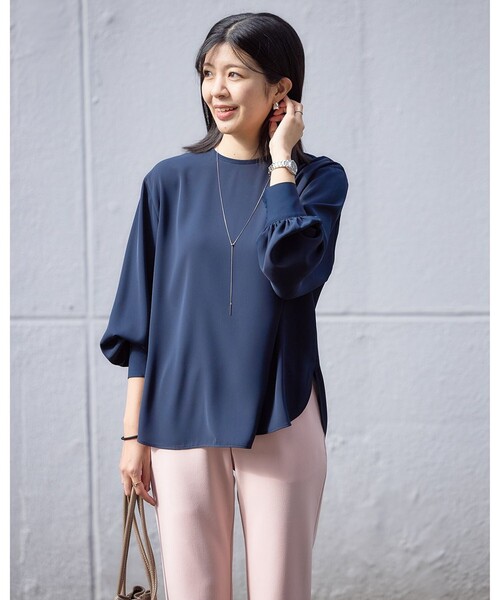ルフィル　綿麻バックサテンブラウス 美品 ルフィル le phil 綿麻バックサテンブラウス