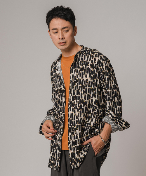 EDIFICE（エディフィス）の「インドパターン スタンドカラーシャツ（シャツ/ブラウス・メンズ・ブラック/ホワイト/ベージュ・SMALL/MEDIUM/LARGE）」の9枚目の写真