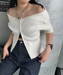 PAGEBOY | ダブルZIPリブオフショル(ニット/セーター)