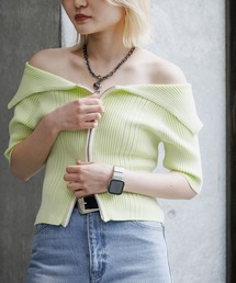 PAGEBOY | ダブルZIPリブオフショル(ニット/セーター)