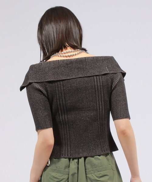 PAGEBOY（ページボーイ）の「ダブルZIPリブオフショル（ニット/セーター・レディース・ライム/オフホワイト/ブラック・FREE）」の6枚目の写真