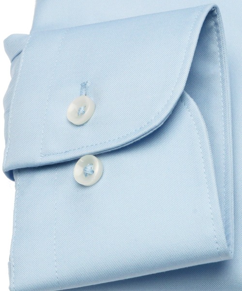 TOKYO SHIRTS（トウキョウシャツ）の「形態安定ノーアイロン ラウンドカラー 長袖ビジネスワイシャツ（ビジネスシャツ・メンズ・サックスブルー・首回り37cm-裄丈80cm/首回り39cm-裄丈80cm/首回り39cm-裄丈84cm/首回り41cm-裄丈82cm/首回り41cm-裄丈86cm/首回り42cm-裄丈82cm/首回り42cm-裄丈86cm/首回り43cm-裄丈82cm/首回り43cm-裄丈86cm/首回り37cm-裄丈84cm）」の3枚目の写真