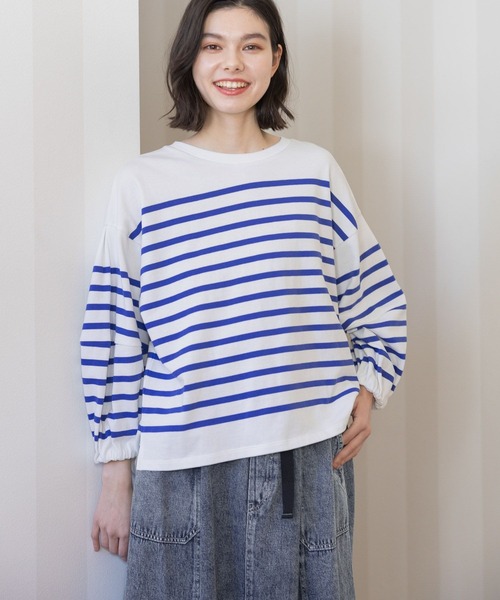 niko and...(ニコアンド)の「ケアイージーランタンボリュプルオーバー(Tシャツ/カットソー・レディース・オフホワイト/ブルー/ブラック/ピンク/グリーン・MEDIUM/LARGE)」の5枚目の写真